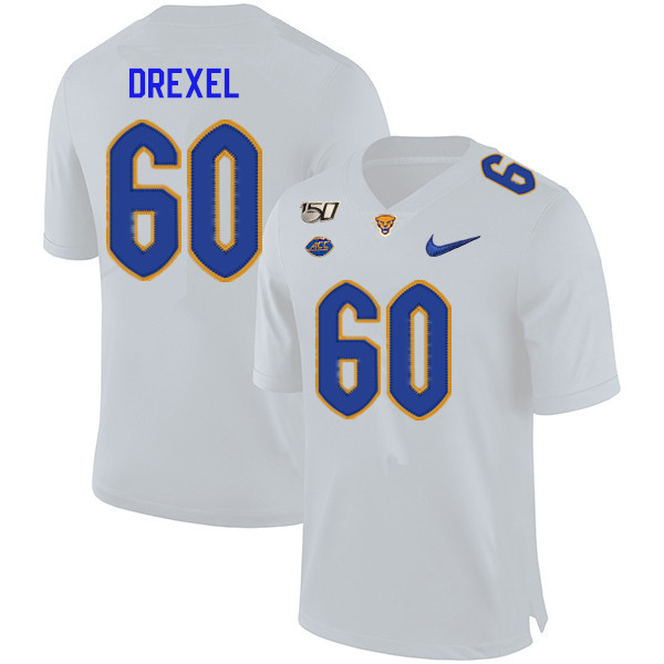 2019 Men #60 Owen Drexel Pitt Panthers College Football Jerseys Sale-White